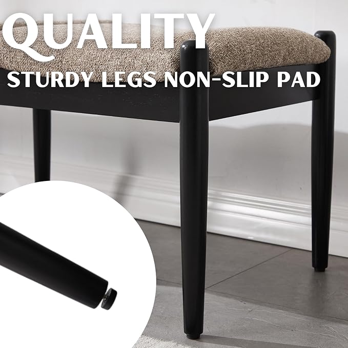 RIVOVA 54.25" Modern Ottoman Bench Upholstered Linen Bedroom End of Bed Bench Boho Bench Long Seating Bench Entryway Stool with Wood Legs for Living Room/Foyer, Khaki