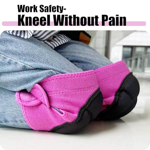 Women' s Work Knee Pads for Gardening Cleaning Flooring, Thick Padded Foam Knee Pads for Large Legs, Comfortable Female Knee Protectors for Christmas for Kneeling on Hard Concrete Tile Floors, Pink Extra Large