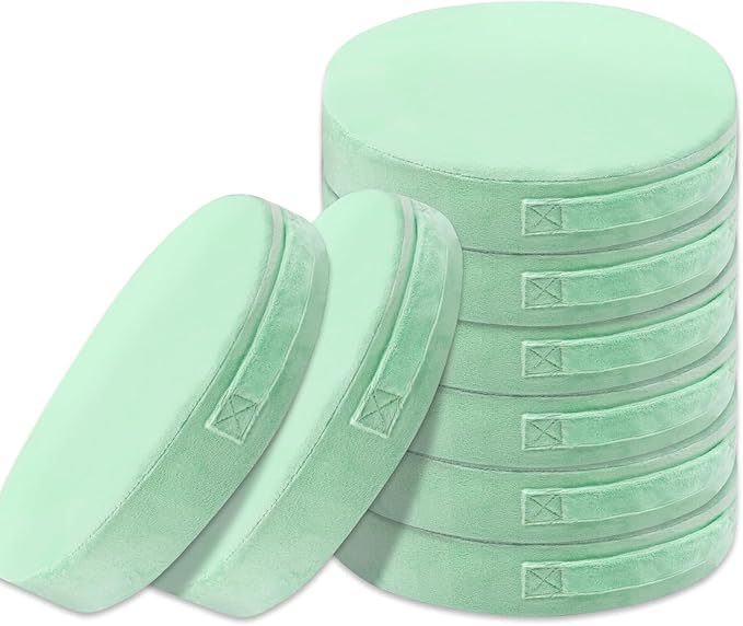 8 Pcs Round Floor Cushions for Kids, 15'' Plush Flexible Seating Pillows with Handles, Soft Chair Seats for Classroom Elementary Daycare Preschool Playroom Reading Corner Green