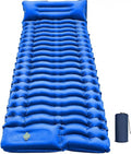 FUN PAC Camping Sleeping Pad, Ultralight Camping Pad with Pillow Built-in Foot Pump Inflatable Sleeping Mat Compact for Camping Backpacking Hiking Traveling - Blue