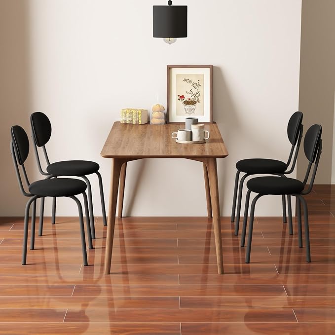 Stackable Dining Chairs Set of 4, Stackable Waiting Room Chairs, Stacking Kitchen Chairs with Upholstered Back and Seat with Dense Foam Cushions, Steel Frame with 400 Lb. Capacity, Black