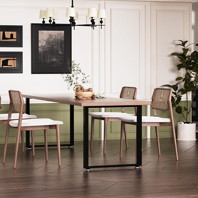ALLCOS Metal Table Legs 30" Height 24" Wide Duty Desk Legs Dining Table Legs Black Metal Coffee Table Legs with Adjustable Feet Pads, Black, Set of 2