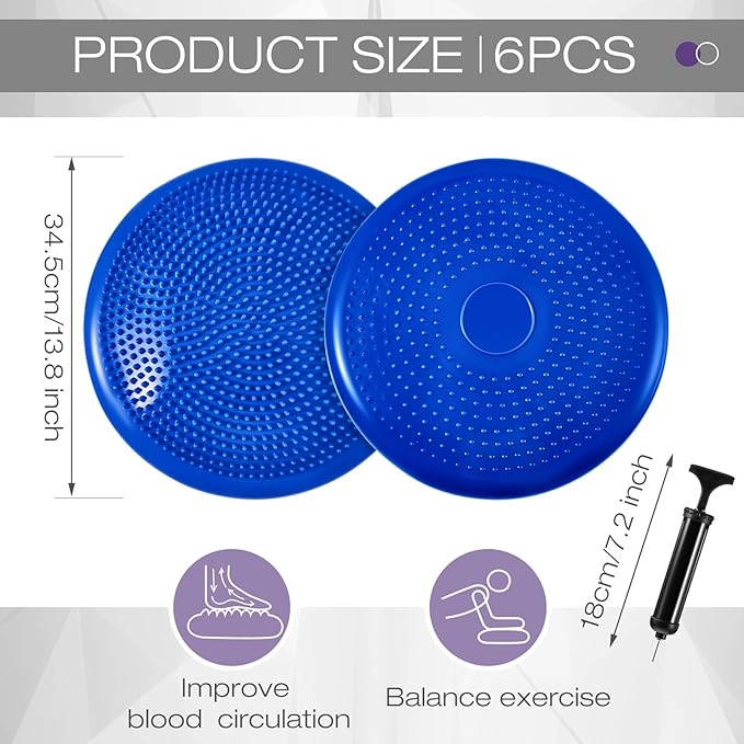 Amylove 6 Pcs Wiggle Seat Inflated Wobble Cushion for Sensory Kid 13 Inch Balance Disc Kids Flexible Seating Exercise Sensory Pad Chair Cushion for Classroom Office School