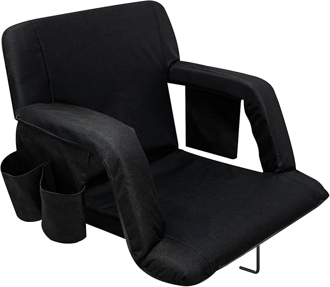 Hmlinktt Stadium Seats with Back Support, Bleacher Chairs with Back and Cushion, Wide Bleacher Seats with Thick Padded Cushion, Armrests, Side Pockets, Shoulder Straps for Sports Events