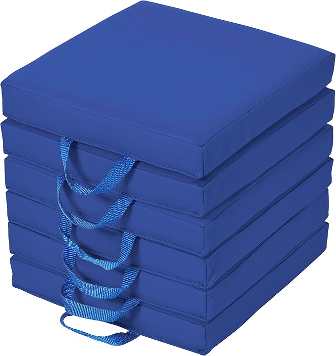Square Floor Cushions with Handles, Flexible Seating, Blue, 6-Piece
