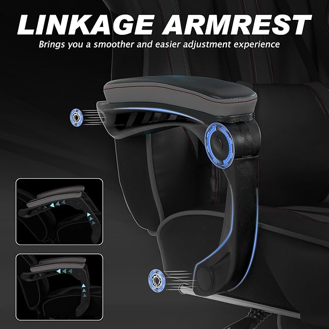 Vonesse Gaming Chair for Adults, Reclining Gaming Chairs with Footrest and Massage, Computer Gaming Chair for Heavy People,Ergonomic Gamer Chair Big and Tall (Black/Gray)