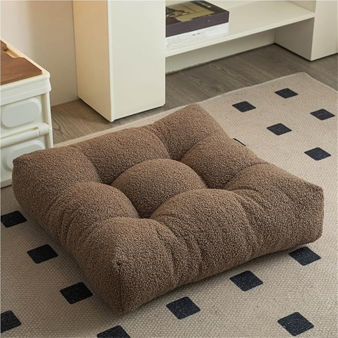 Stylish Ottoman Pouf, Cushioned Foot Stool, Comfortable Floor Seat Cushion, Meditation Cushion, Sofa Cushion for Living Room and Bedroom(Brown,21.7 * 21.7 * 4.7in)