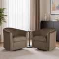 DREAMSIDEA Swivel Accent Chair, Upholstered Velvet Barrel Armchair, Modern Round Single Sofa Seating Comfy Reading Corner Chairs for Living Room Bedroom, Fully Assembled (Velvet Coffee, Set of 2)