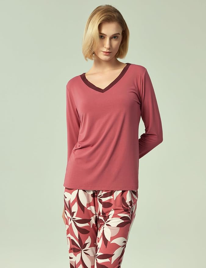 GYS Viscose from Bamboo Women's Pajama Sets Super Soft Long Sleeve Sleepwear Comfy Winter Pjs Sets S-4X