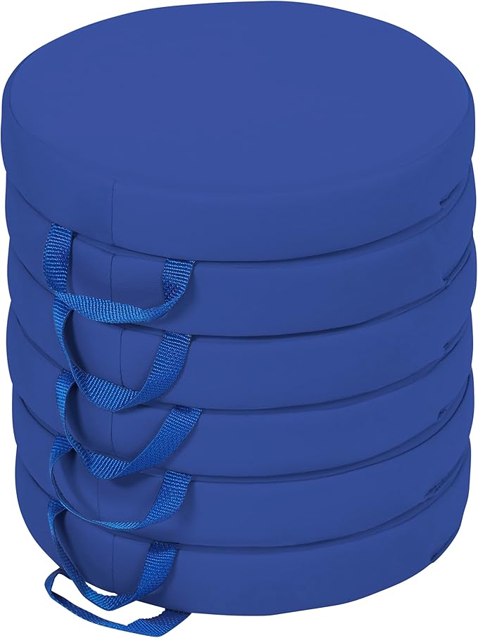 Back2School Express Round Floor Cushions with Handles, Flexible Seating, Blue, 6-Piece