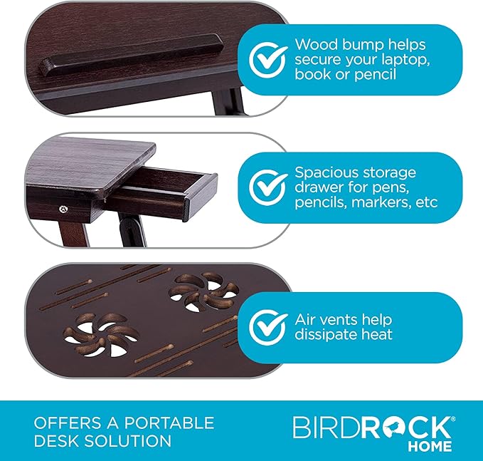 Sofia + Sam Bamboo Ventilation Lap Tray with Adjustable Legs (Walnut)