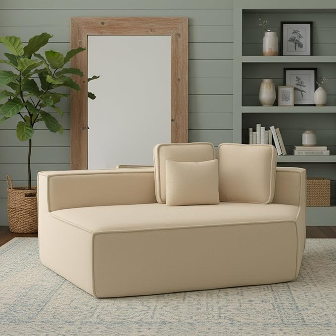 KEIKI 75.2" Teddy Fleece Single Sofa Chair – Wide-Seat Floor Couch with Triple Cushions & All-Foam Support, Comfortable Modular Lounge Chair for Minimalist & Cozy Home Décor