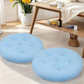 Meditation Floor Pillow Set of 2, Round Large Pillows Seating for Adults, Tufted Corduroy Cushion for Tatami Living Room, 22x22 Inch FP-Lblue-R