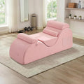 Yoga Chaise Lounge Chair, S-Shaped Floor Sofa with Moveable Headrest, Lumbar Pillow, Support Cushion, Footrest, Non-Slip Base, No-Assembly Lounger for Stretching, Meditation & Relaxation (Pink)