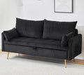 Furnimart 2-Seater Storage Loveseat for Small Spaces, 62“ Corduroy Couch with Removable Cushion Cover and Metal Leg for Bedroom, Apartment, Tiny Homes and Lofts, Black