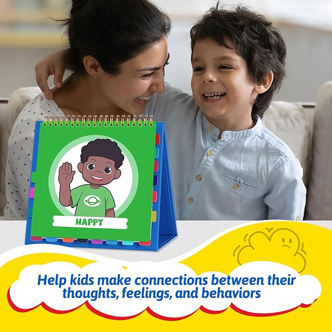 Torlam Feelings Wheel Emotions Book,Calming Down Corner Items Feelings Chart for Kids,Social Emotional Regulation Tools,Emotion Wheel Flip Book,Autism Must-Have ADHD Tools for Kids Classroom Preschool