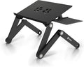 Laptop Table Stand Adjustable Riser: Portable with Mouse Pad Fully Ergonomic Mount Ultrabook MacBook Gaming Notebook Light Weight Aluminum Black Bed Tray Desk Book Fans Up to 17 inch