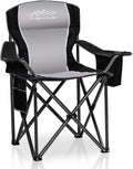SAILARY Folding Camping Chair Portable Outdoor Heavy Duty Padded Chairs Lawn Chair with Cup Holder, Storage Pocket and Cooler Bag, Supports 450LBS Black