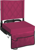Sheenive Stadium Seats for Bleachers with Back Support, Bleacher Seats with Backs and Cushion Wide, Padded Portable Folding Comfort Stadium Chair with Shoulder Strap, Perfect for Sports Events, Maroon