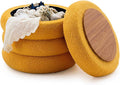 Wimarsbon Round Storage Ottoman, Modern Sherpa Footstool, Teddy Vanity Stool with Flip-Top Tray, Makeup Chair for Home Decor, Upholstered Footrest for Living Room & Bedroom (Yellow)