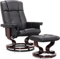 MCombo Manual Swivel Recliner with Ottoman, Chair Ottoman Set for RV Small Spaces, Living Room, Bedroom, Office 9019 4919 (Faux Leather, Dark Grey)