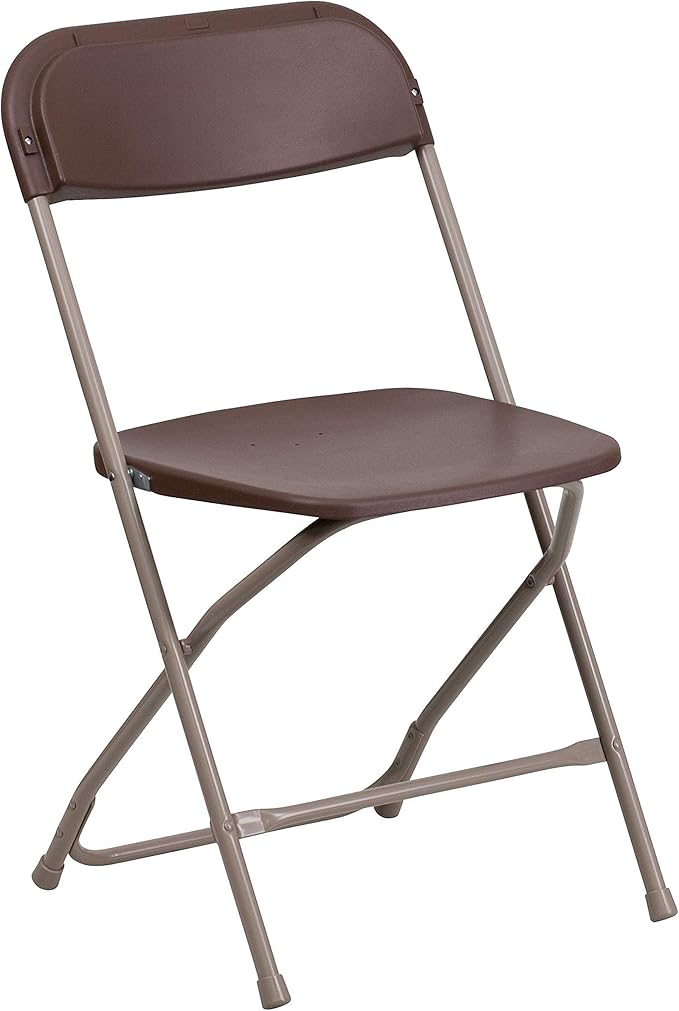 Flash Furniture Hercules Series Plastic Folding Chair - - Brown - 650LB Weight Capacity Comfortable Event Chair - Lightweight Folding Chair -