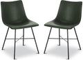 POLY & BARK Paxton Leather Dining Chairs – Set of 2 Modern Dining Room Chairs with Low Back – Faux Leather Upholstery and Matte Black Steel Base – Comfortable Seating for Stylish Interiors – Ivy Green