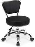 MAYAKOBA Dayton Rolling Stool with Backrest – Black Pneumatic Seat, Adjustable Height 13"-15", Ergonomic Design for Home Office, Garage, Gardening, Lab, School, Mechanic Tasks