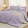 MUXHOMO 5 Pieces Twin XL Comforter Set, Soft Bed in a Bag Twin XL Size, All Season Bedding Set with Comforter, Flat Sheet, Fitted Sheet, Pillowcases & Shams, Lavender