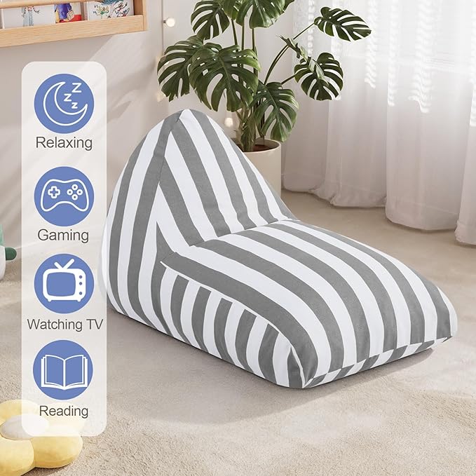 COMAX Bean Bag Chairs for Kids, Kid Beanbag Chair Stuffed with Filler, Toddler Lounge Chair Cotton, Lazy Floor Lounger for Girls and Boys, Premium Cotton Canvas