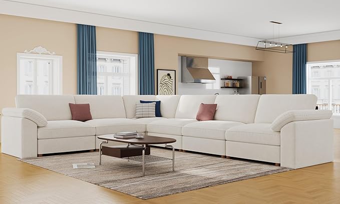EASE MOOSE Oversized L Shape Sectional Couch,Extra Large Deep seat Sectional Modular Sofa for Living Room,White