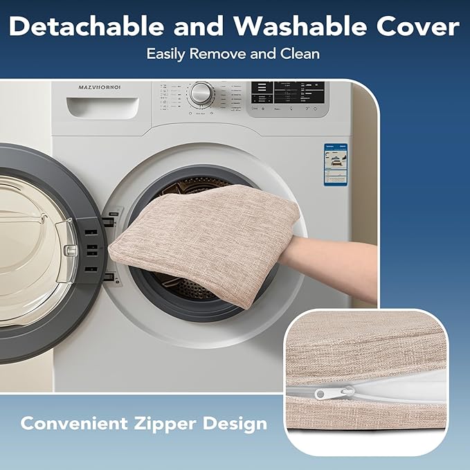 Chair Cushions for Dining Chairs, Non Slip Chair Pads with Ties and Washable Covers, Memory Foam Kitchen Chair Cushions Set of 6, 16"X16"X2.5", Oatmeal Beige