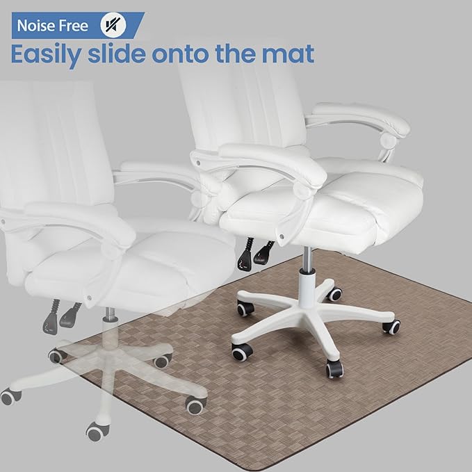 Chair Mat for Hardwood Floor, 50x63 Desk Computer Chair Mat for Hard Wood & Tile Floor, Large Anti-Slip Hard Floor Protector Rolling Chair for Office Home， Brown Square