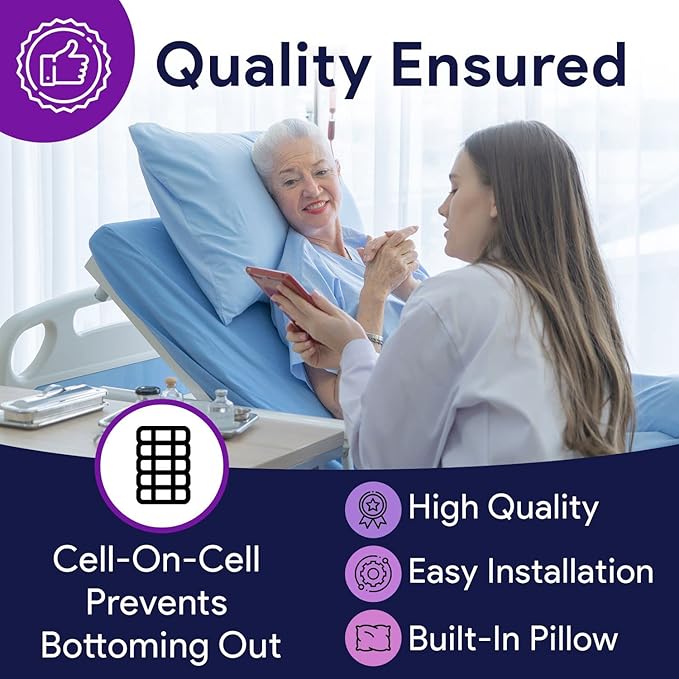 ProHeal Low Air Loss Alternating Pressure Mattress and Overlay - Pressure Surfaces for Bed Sores with Silent Pump for Hospital Bed with Analog Controls (Mattress, 36" x 80" x 8"x 3" Air Perimeter)