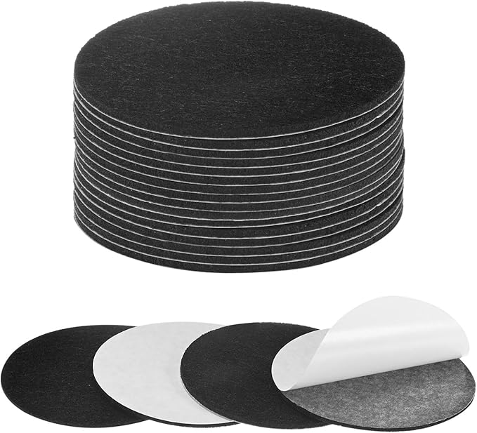 20-Pack Lamp Base Felt, 3.5 Inch Dia. 2mm Thick Self Adhesive Round Fabric Felt Pads for Lamp/Furniture/DIY, Non-Slip Fiber Backed Patch Circles with Adhesive Backing [Black]