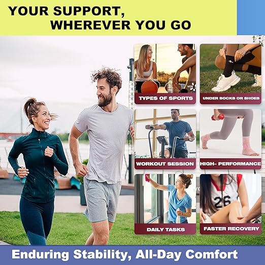 ABIRAM Ankle Brace for Women & Men, Ankle Compression Sleeve with Wrap, Foot Support Sleeve, Ankle Support for Sprained Ankle, Plantar Fasciitis Relief Socks, Achilles Tendonitis, Sports, M