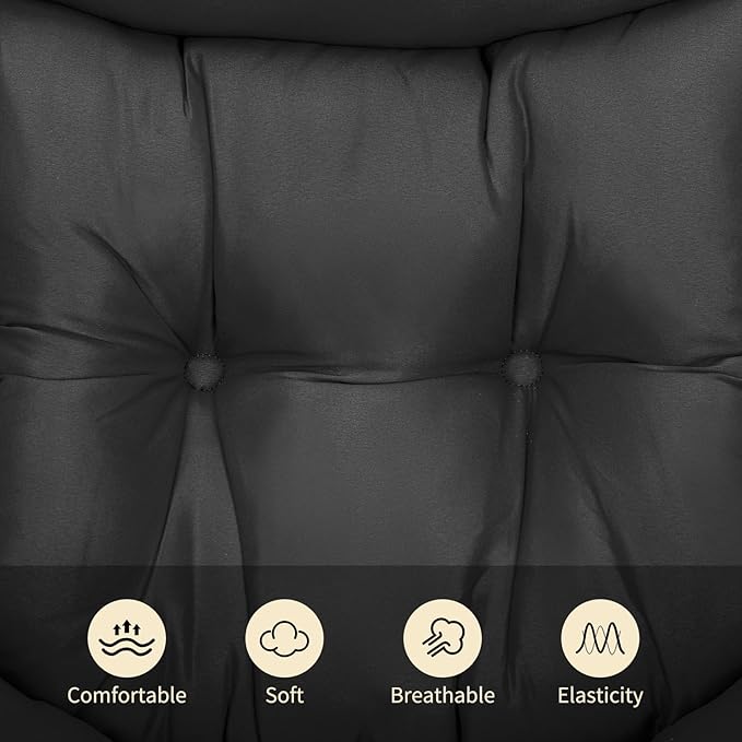 TLSUNNY Lazy Chair with Foldable Ottoman, Modern Comfy Lounge Chair, Large Sofa Armchair with Footrest and a Side Pocket, Reading Chair with Footstool for Bedroom, Living Room, Dorm (Black)