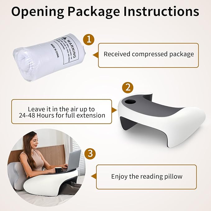 Reading Pillow, Lap Desk Pillow for Adult, Gaming Pillow Memory Foam for Arm Support, Arm Rest for Working, Crocheting, Playing Game or Siting in Bed, Floor, Sofa (Grey)