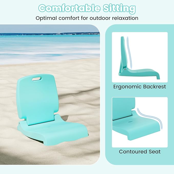Goplus Poolside Chair for Edge of Pool, Foldable Portable Flip Seat w/Back Support & 2 Handles, Lightweight Outdoor Camping Chair for Stadium, Tailgating, Fishing, Boats, Beach (Mint Green, 1 Pack)