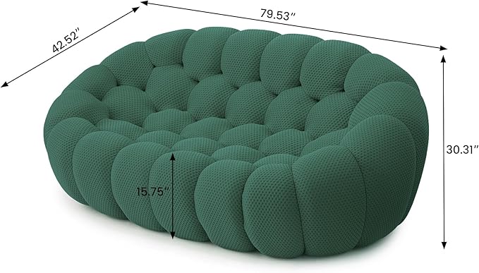 WJShome Bubble Sofa Couch,79.53'' Modern Curved Sofas for Living Room, 2 Seater LoveSofa Lazy Floor Sofa, Large Bean Bag Chair,Deep Seat Floor Sofas Chair Lounge for Office, Apartment,Green