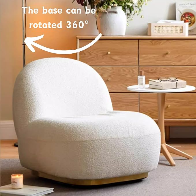 Wayshome Lambswool Bean Bag Chair, Modern Living Room Lounge Sofa, Bedroom&Sofa Chair with 360° Swivel, Bean Bag Sofa for Bedroom, Living Room