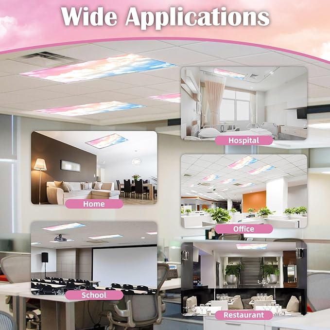 8 Pcs Fluorescent Light Covers - 4 x 2 Feet Covers for Ceiling Lights, Magnetic Light Filters for Classroom, Office, Hospitals, Home