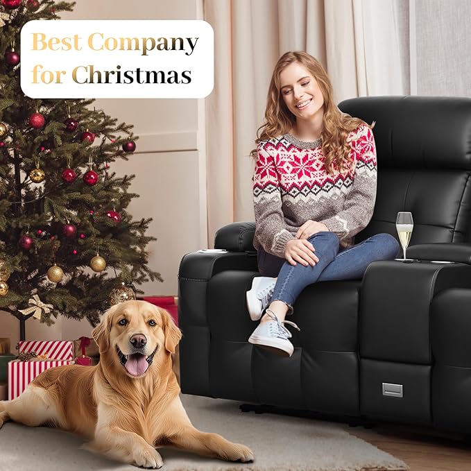 Aotolo Recliner Sofa, 4 Seater Massage Reclining Loveseat Sofa Sets, 1 Single Power Recliner Chairs Heat & Massage, Heavy Weight Capacity, RV Clearance Love Seat Couch with Console, USB, Type C Port