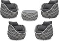 Erotr Woven Rope Deck Furniture Set: 5 Pieces Aluminum Patio Conversation Set All Weather - Cushioned Outdoor Sofa Set Assembled - Metal Modern Couch Set for 400 lbs Porch Deck Garden Poolside Hotel