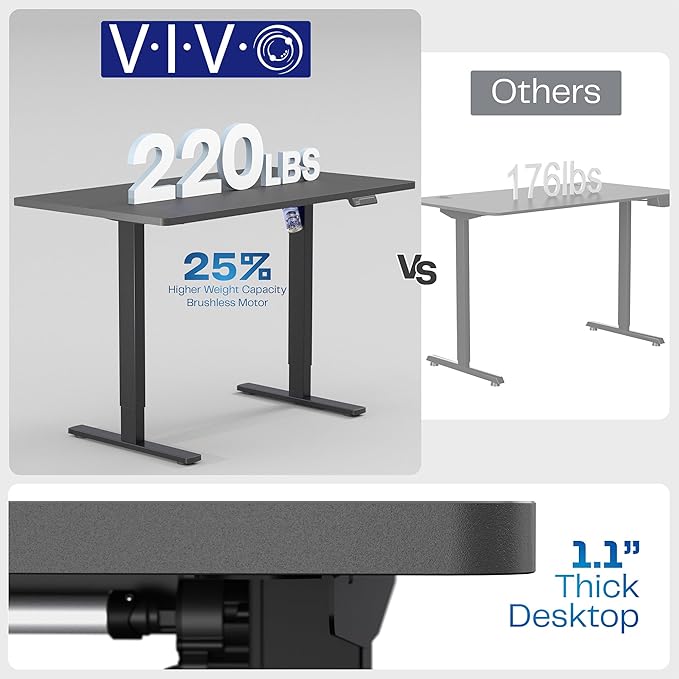 VIVO Electric 60 x 24 in Standing Desk, Memory Height Adjustment, 1B Series, Holds 220 lbs, One-Piece Dark Walnut Top, Black Frame, DESK-KIT-1B6D
