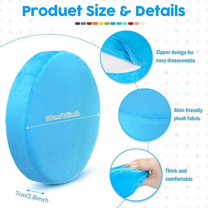GlikCeil 12 Pcs Round Floor Pillow Cushions for Kids Classroom 15'' Soft Flexible Seating Chair Floor Seats for Reading Corner Playroom - Winter & Spring School Supplies (Color Carnival Series)