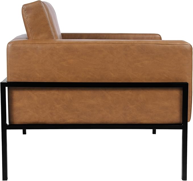 HomePop Modern Metal Frame Accent Chair|Homepop Home Décor|Accent Chairs for Living Room & Bedroom - Carmel Faux Leather