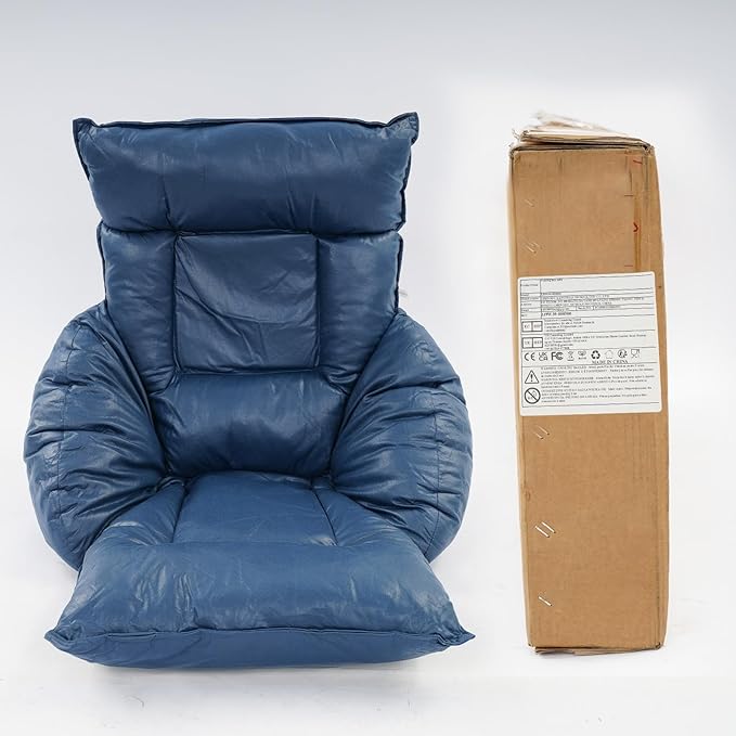 Foldable Floor Lazy Sofa, Adjustable Lazy Sofa Floor Chair with 5-Position Headrest, Ergonomic Foldable Floor Seating with Armrests and Lumbar Support, for Living Room, Bedroom, Office (Navy Blue)