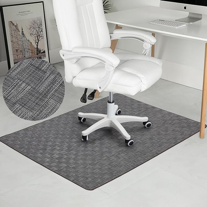 Chair Mat for Hardwood & Tile Floor, 36" x 48" Heavy Duty Office Chair Mat for Rolling Chairs, Anti Slip, Non-Curve, Floor Protector for Home Office, Gray Square