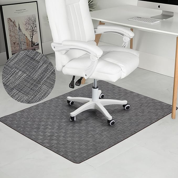 Chair Mat for Hardwood & Tile Floor, 47" x 60" Heavy Duty Office Chair Mat for Rolling Chairs, Anti Slip, Non-Curve, Floor Protector for Home Office, Gray Square